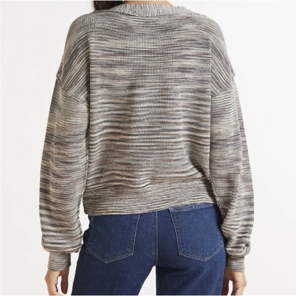 Free People Mercury Henley Sweater Space Dye Knit‎ Cotton V-Neck Small Boho Chic